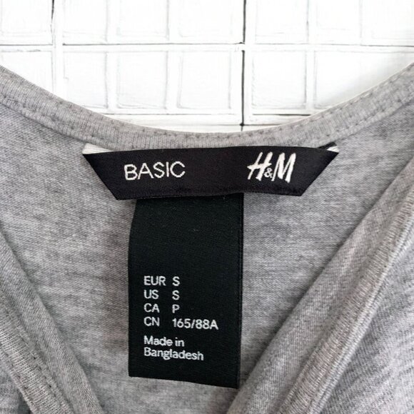 H&M Basic Heather Grey Stretch Jersey Maxi Dress Tank Sleeves Ankle Length Sz S - Picture 3 of 5